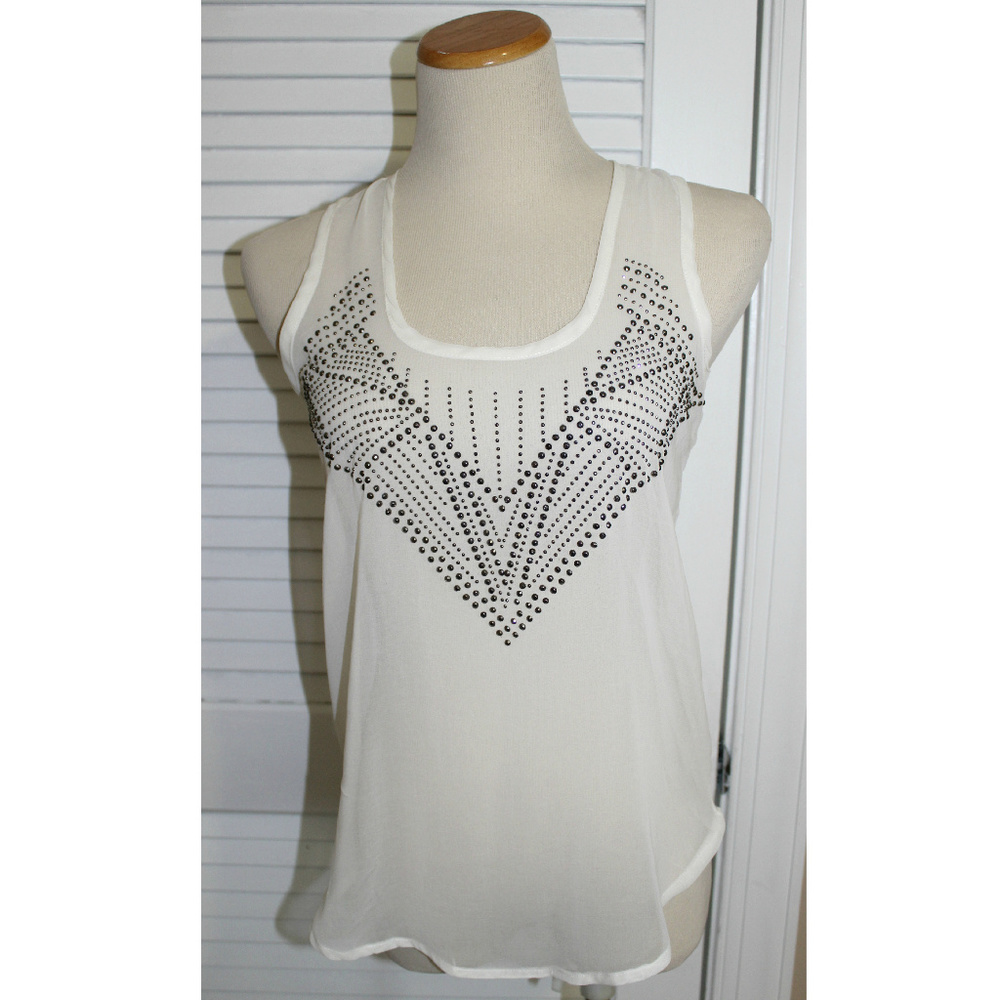 ⭐️ RUE21 Shirt Sheer Racerback Gunmetal Stud Small